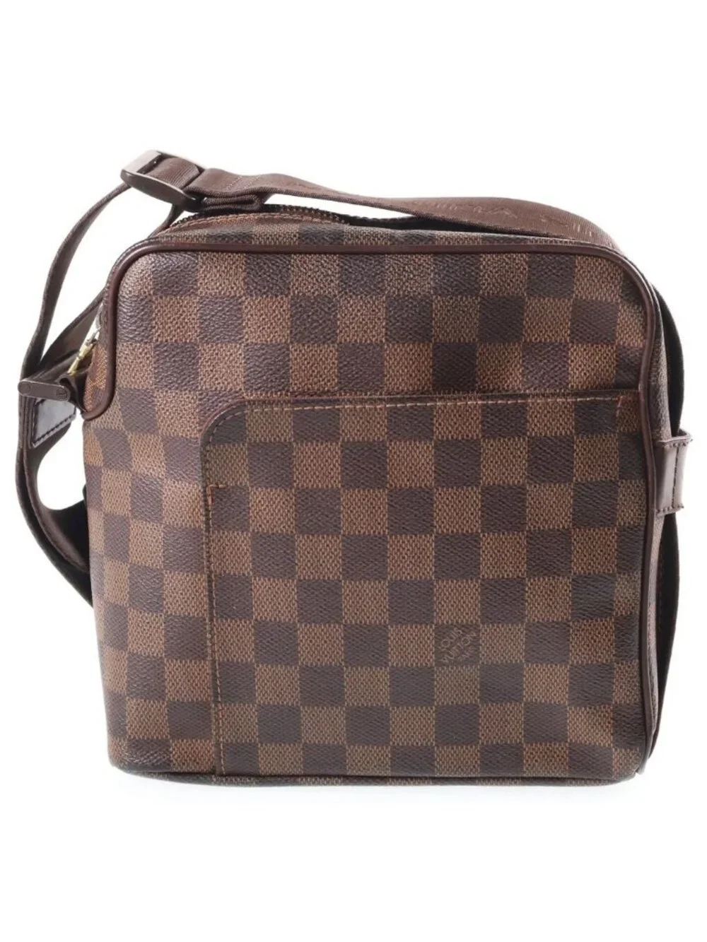 Louis Vuitton Damier Olaf PM Shoulder Bag Brown Leather Gold